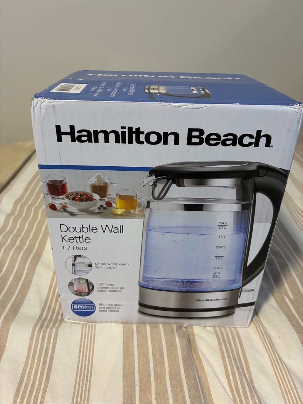 Hamilton Beach Blue and Black Double Wall Electric Kettle